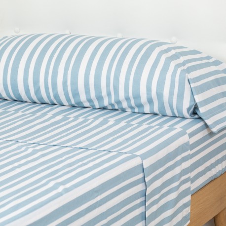 Juego de sábanas algodón Raya Lucas indigo
