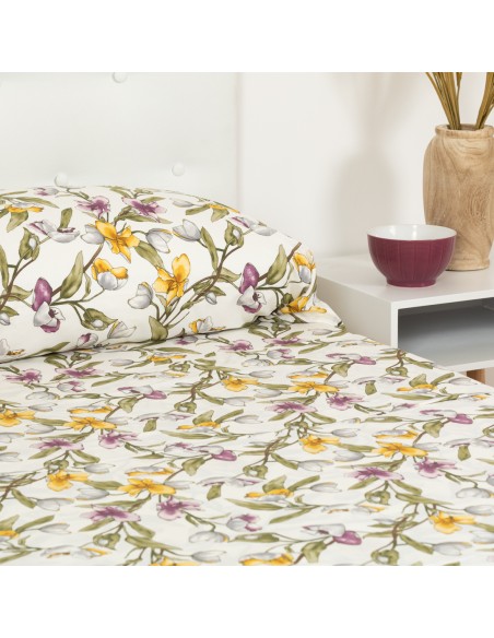 Juego de sábanas algodón percal Magnolio natural