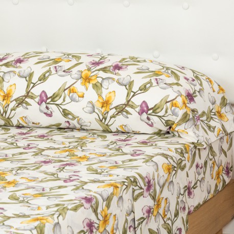 Juego de sábanas algodón percal Magnolio natural