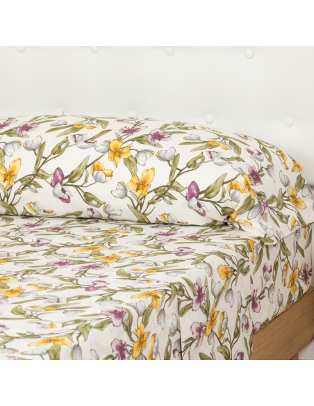 Juego de sábanas algodón percal Magnolio natural