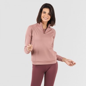 Sudadera deportiva mujer con cremallera y bolsillo malva