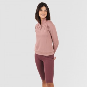 Sudadera deportiva mujer con cremallera y bolsillo malva 2