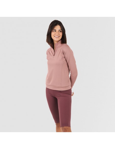 Sudadera deportiva mujer con cremallera y bolsillo malva