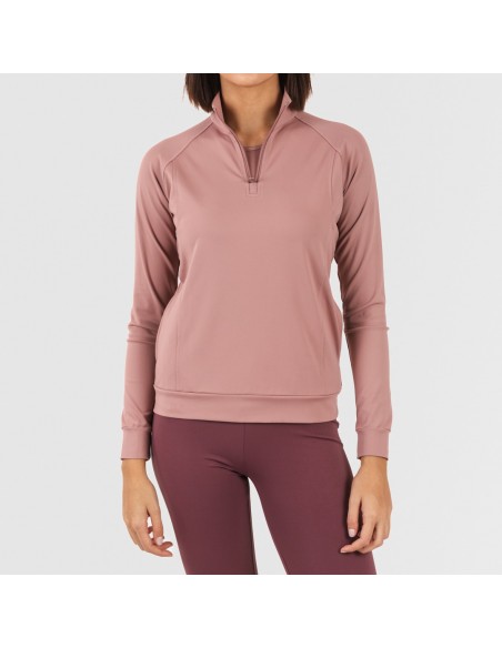 Sudadera deportiva mujer con cremallera y bolsillo malva