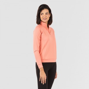 Sudadera deportiva mujer con cremallera y bolsillo naranja 2