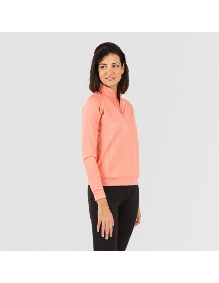 Sudadera deportiva mujer con cremallera y bolsillo naranja