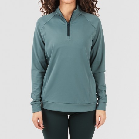 Sudadera deportiva mujer con cremallera y bolsillo verde botella