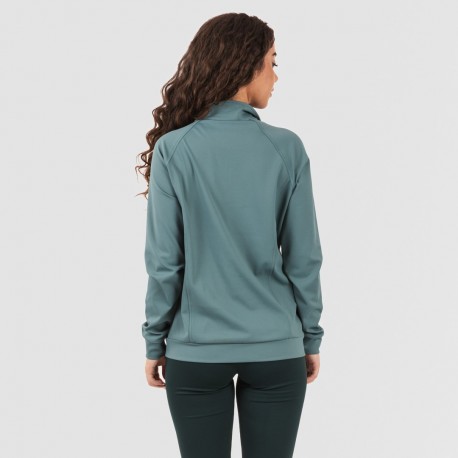 Sudadera deportiva mujer con cremallera y bolsillo verde botella