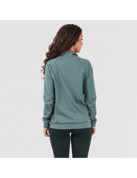 Sudadera deportiva mujer con cremallera y bolsillo verde botella
