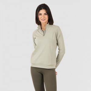 Sudadera deportiva mujer con cremallera y bolsillo verde hoja