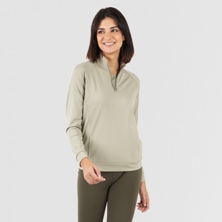 Sudadera deportiva mujer con cremallera y bolsillo verde hoja