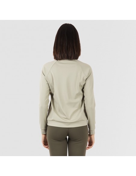 Sudadera deportiva mujer con cremallera y bolsillo verde hoja