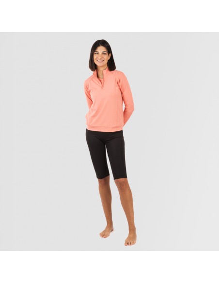 Sudadera deportiva mujer con cremallera y bolsillo naranja