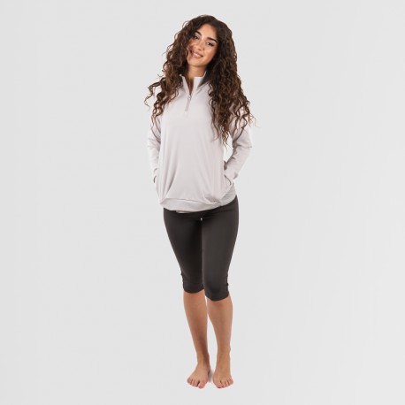 Sudadera deportiva mujer con cremallera y bolsillo perla