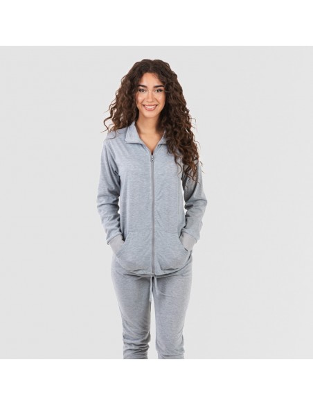 Conjunto deportivo chaqueta cremallera mujer gris