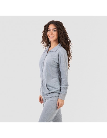 Conjunto deportivo chaqueta cremallera mujer gris
