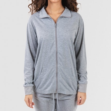 Conjunto deportivo chaqueta cremallera mujer gris