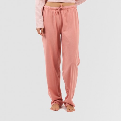 Pijama largo algodón Raya Aliena marsala