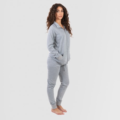 Conjunto deportivo chaqueta cremallera mujer gris