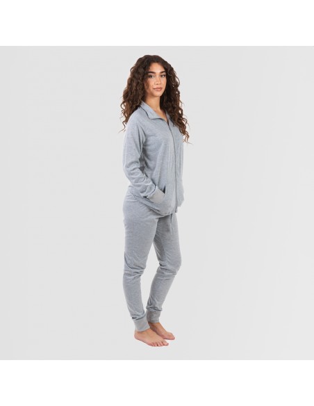 Conjunto deportivo chaqueta cremallera mujer gris
