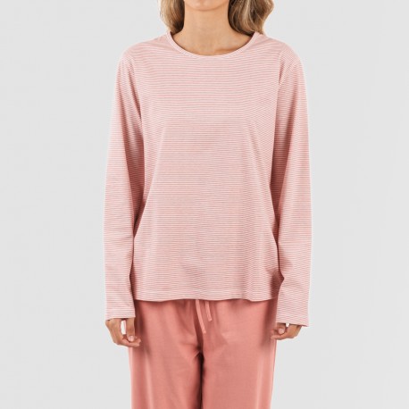 Pijama largo algodón Raya Aliena marsala