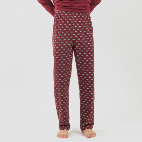 Pijama largo algodón hombre Nino burdeos