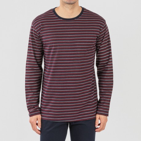 Pijama largo algodón hombre Raya San Francisco azul marino