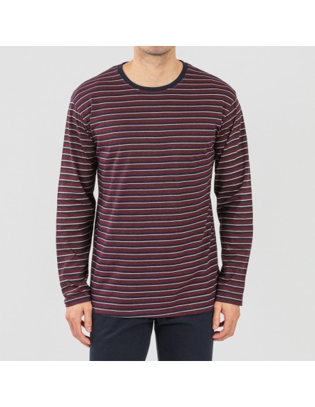 Pijama largo algodón hombre Raya San Francisco azul marino