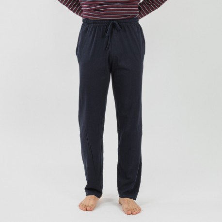 Pijama largo algodón hombre Raya San Francisco azul marino