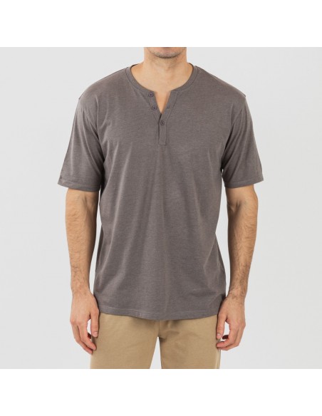 Pijama largo hombre de manga corta con botón Topo - arena