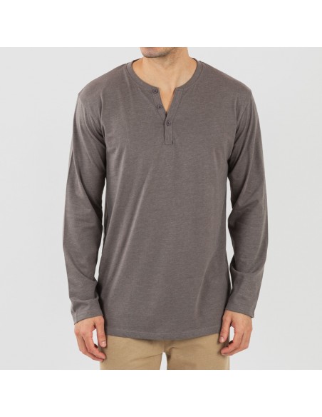 Pijama largo hombre con botones topo - arena