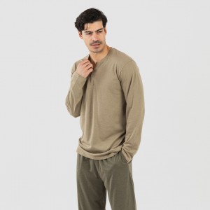 Pijama largo hombre con botones verde cacería - verde oscuro 2