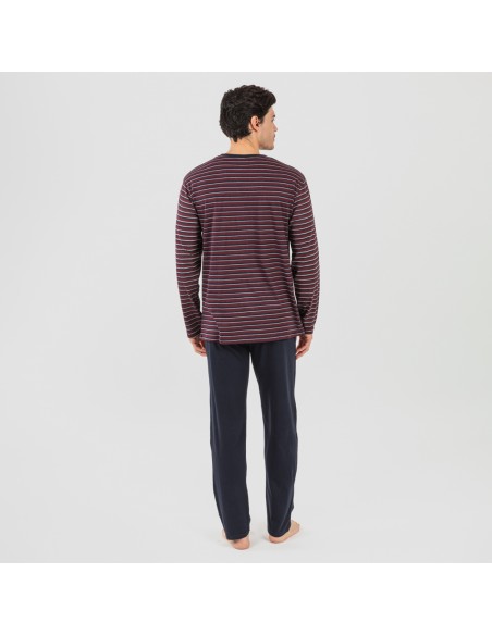 Pijama largo algodón hombre Raya San Francisco azul marino