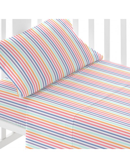 Juego de sábanas algodón Raya Praga cuna