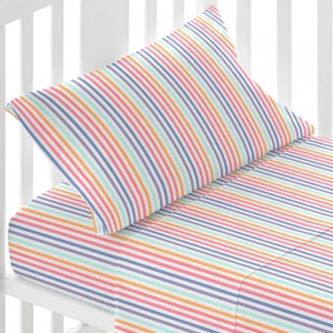 Juego de sábanas algodón Raya Praga cuna 2