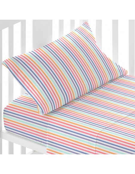 Juego de sábanas algodón Raya Praga cuna