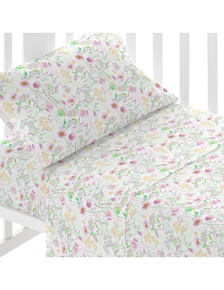 Juego de sábanas algodón Ainhoa rosa cuna