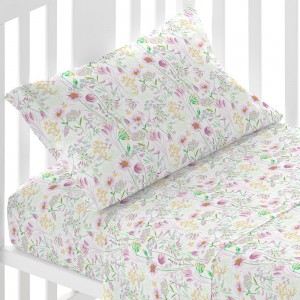 Juego de sábanas algodón Ainhoa rosa cuna 2