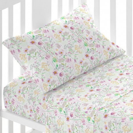 Juego de sábanas algodón Ainhoa rosa cuna