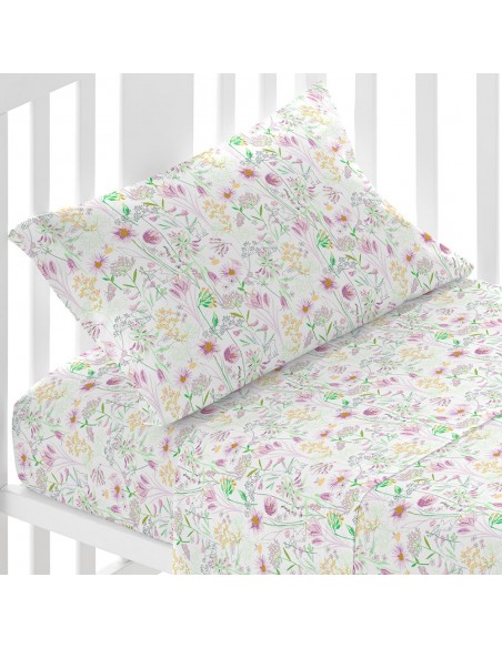 Juego de sábanas algodón Ainhoa rosa cuna