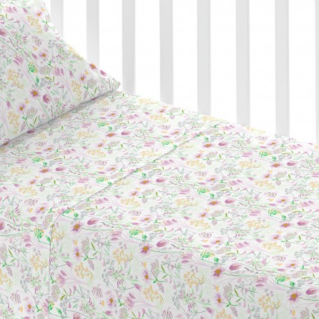 Juego de sábanas algodón Ainhoa rosa cuna
