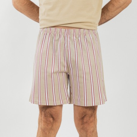 Pijama corto algodón hombre Raya Ico arena