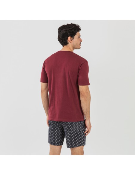 Pijama corto algodón hombre Boom burdeos