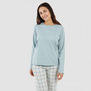 Pijama largo algodón Cuadro Heracles indigo