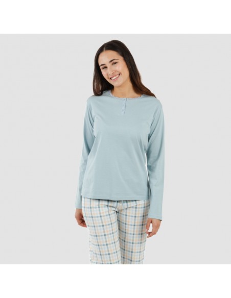 Pijama largo algodón Cuadro Heracles indigo