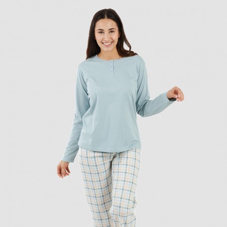 Pijama largo algodón Cuadro Heracles indigo