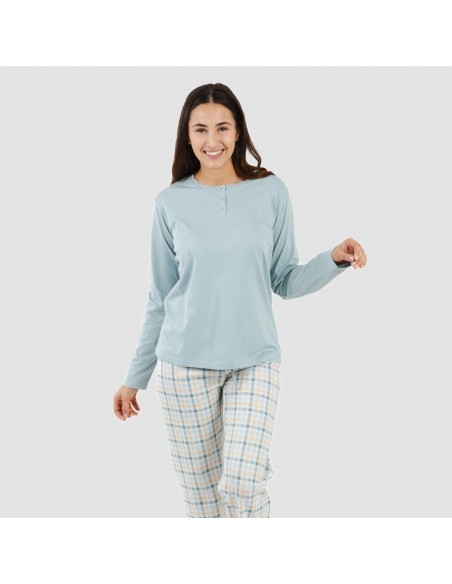 Pijama largo algodón Cuadro Heracles indigo