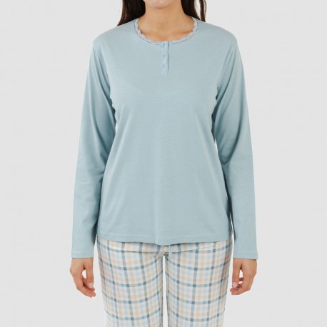 Pijama largo algodón Cuadro Heracles indigo