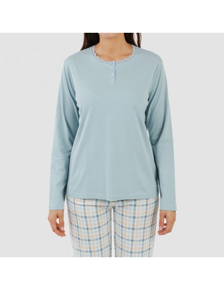 Pijama largo algodón Cuadro Heracles indigo