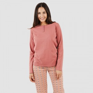 Pijama largo algodón Bianca malva rosa